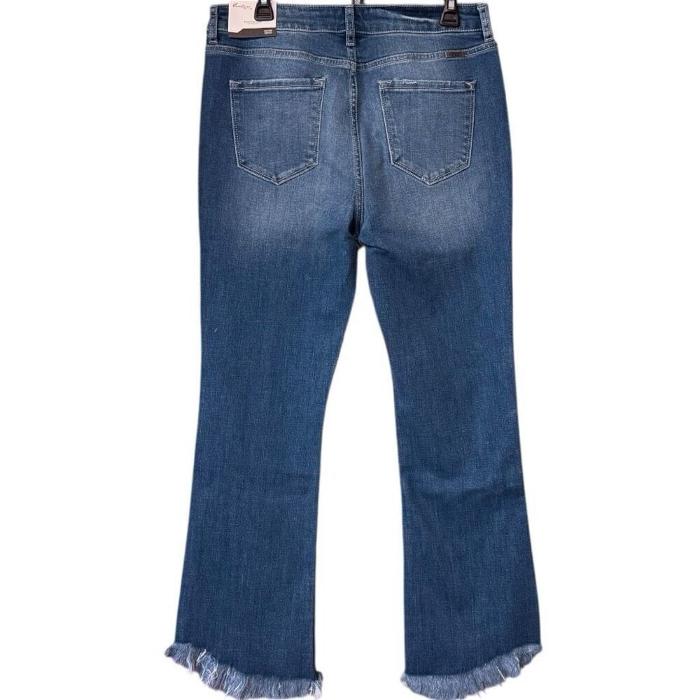 Kancan High Rise Ankle Bootcut Jeans Medium Wash Frayed Hem 13/30 NWT - Picture 11 of 12